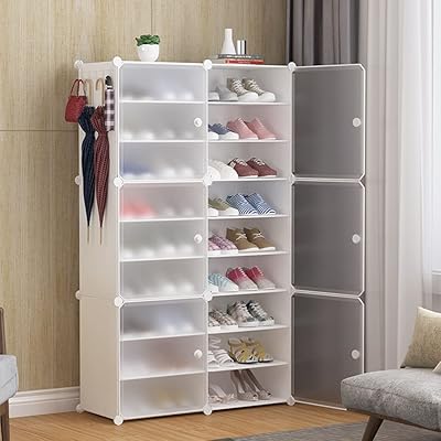 Étagère à chaussures portable daeyong diy, armoire à chaussures cubique modulaire avec porte transparente (18 cubes 84 x 32 x 139 cm, blanc). DIAYTAR COTE D'IVOIRE, leader dans le commerce en ligne en Côte d'Ivoire, vous propose une grande variété de produits à des prix compétitifs. Notre priorité est votre satisfaction.