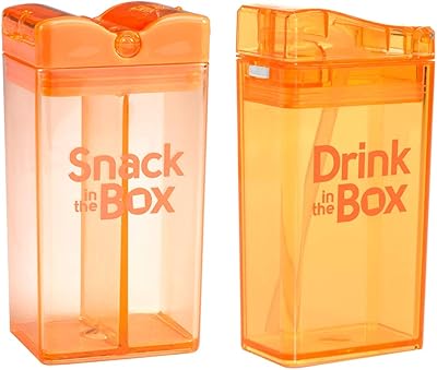 Boîte à boissons portable + collation en boîte, orange, 8 oz, paquet