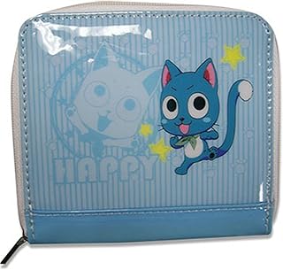Un portefeuille bleu imprimé du personnage happy de la série fairy tail, no