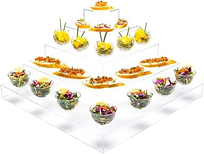 Présentoir de buffet en acrylique transparent tek - pyramide à 5 niveaux
