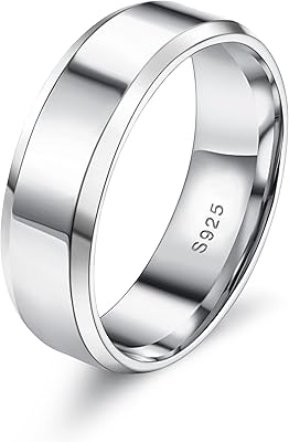 Bague en argent sterling 925 pour hommes et femmes, plaqué or blanc 18