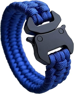 Bracelet en paracorde tissé avec boucle latérale 8,7", bracelet noir pour homme
