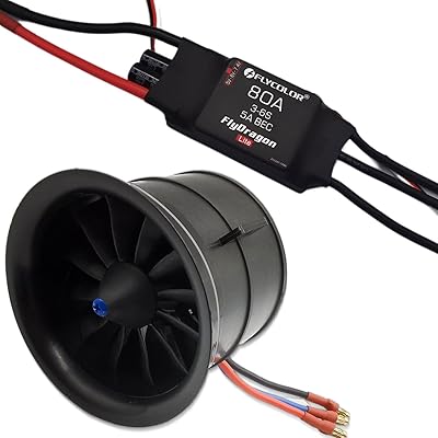 Avion rc edf flycolor 70 mm 3400kv 4s, hélice canalisée à 12 pales
