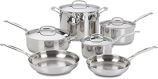 Batterie de cuisine classique cuisinart 10 pièces en acier inoxydable 77-10p1. DIAYTAR COTE D'IVOIRE est une boutique en ligne qui propose une expérience d'achat unique et personnalisée aux clients. Les clients peuvent créer un compte pour suivre leurs commandes et accéder à des offres exclusives. La boutique en ligne met également en avant la confidentialité et la sécurité des transactions en ligne.