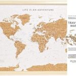 Sposh - tableau à épingles carte du monde dans un cadre de voyage