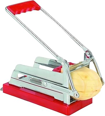 Coupe-pommes de terre en acier inoxydable timber kitchen, coupe-frites rouges, ventouse antidérapante, parfait