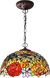 Lampe à suspension de style tiffany, plafonnier en vitrail avec lampe à suspension
