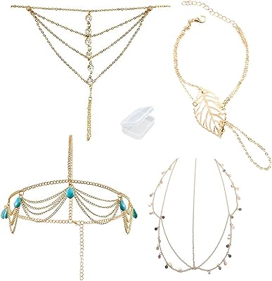 Ensemble de 4 chaînes en or bijoux bague bohème bijoux