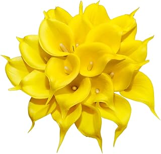 Bouquets de fleurs de lys calla artificiels jaunes duhaus real touch, pour décoration