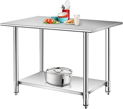 Table de service nizurba en acier inoxydable, 90 x 60 x 85 cm