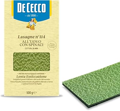 Lasagnes et pâtes aux épinards de dicicco, no. 114 italia, dicicco