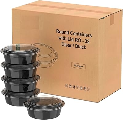 Récipients ronds jetables pour micro-ondes vseal 24tm avec couvercles, sans bpa, 32 oz