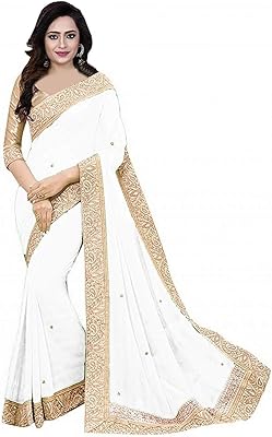 Sari georgette pour femme avec chemisier non cousu de 5,50 mètres de longueur