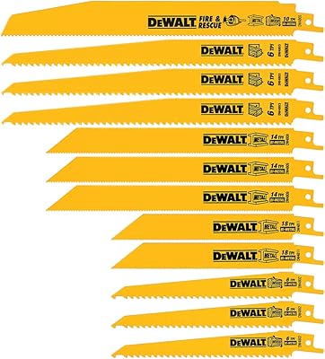 Lames de scie alternative dewalt kit bimétallique avec étui 12 pièces