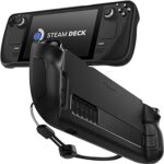 Spigen rugged armor conçu pour steam deck, coque de protection avec dragonne, absorption