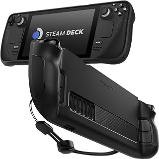 Spigen rugged armor conçu pour steam deck, coque de protection avec dragonne, absorption