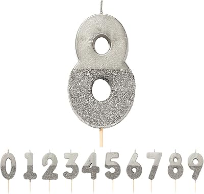 Bougie pétillante numéro 8 de talking tables, argent