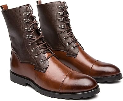 Wodow bottes pour hommes bottes courtes pour hommes marron pu tête ronde talon