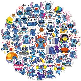 50pcs lilo et stitch autocollants, autocollants imperméables en vinyle de dessin animé mignon