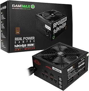 Alimentation gamemax 850 w (câble d'alimentation), semi-standard, apfc, condensateur principal japonais tk, 80