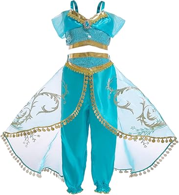 Costume de princesse jasmine pour filles lors de fêtes costumées, d'halloween