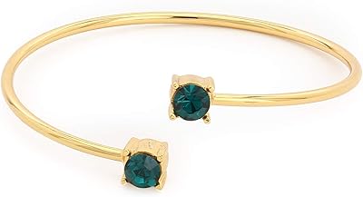 Bracelet double large en acier plaqué or 24 carats en métal cuivré, pierre