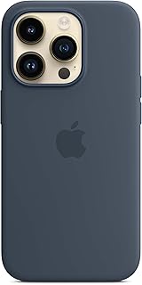 Coque en silicone apple pour iphone 14 pro avec magsafe - bleu tempête