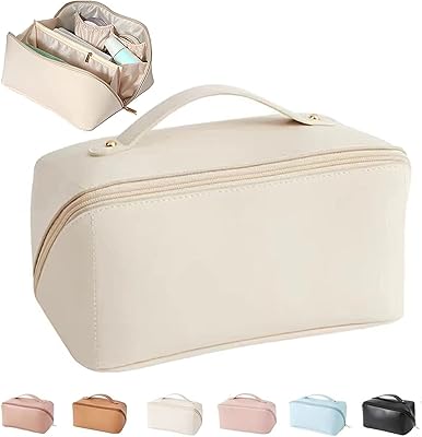 Trousse cosmétique de voyage de grande capacité | maquillage en cuir portable