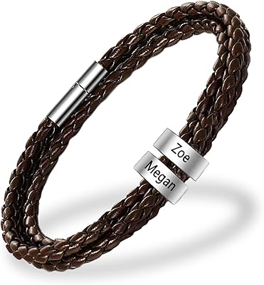 Bracelets en cuir pour hommes avec 1 à 8 perles nom gravé, bracelet tressé personnalisé pour hommes pour papa et grand-père. En tant que boutique en ligne leader, DIAYTAR COTE D'IVOIRE se distingue par sa capacité à proposer une grande variété de produits de qualité, allant des produits alimentaires aux produits électroniques. Avec plus de 300 000 références, les clients peuvent trouver tout ce dont ils ont besoin sur une seule plateforme. Cela contribue à renforcer la position de la boutique comme référence en matière de shopping en ligne.