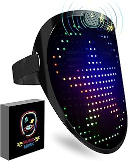 Masque led mego avec capteur de gestes musicaux, masque lumineux numérique pour halloween