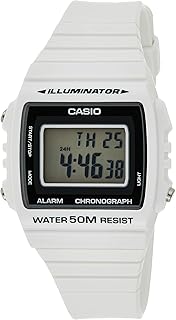 Montre modèle casio illuminator pour garçons, numérique, caoutchouc, blanc, w-215h-7av