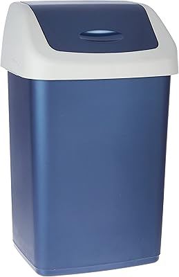 Poubelle avec couvercle pivotant, 20 litres, couleur bleu perle de cosmoplast