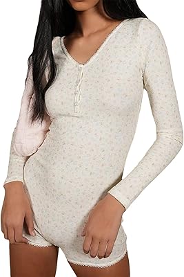 Y2k body une pièce à manches longues pour femme avec col en v