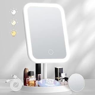 Miroir de courtoisie lumineux avec plateau de rangement - miroir lumineux 3 couleurs avec 30 lumières led et écran tactile rotatif à 360 degrés, agrandissement 5x, portable pour bureau. DIAYTAR COTE D'IVOIRE est une boutique en ligne généraliste qui propose plus de 300 000 références de produits. Elle est reconnue pour son offre variée et sa livraison rapide à travers la Côte d'Ivoire. C'est une adresse incontournable pour les consommateurs ivoiriens à la recherche de produits de qualité.