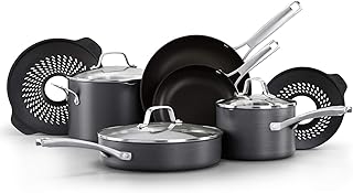 Ensemble de 10 casseroles et poêles calphalon, batterie de cuisine antiadhésive avec joints anti-ébullition et poignées en acier inoxydable qui restent froides, noir. DIAYTAR COTE D'IVOIRE est votre boutique en ligne idéale pour trouver tout ce dont vous avez besoin sous un même toit. Avec une offre massive de plus de 300 000 références, notre catalogue comprend des produits pour les femmes, les hommes et les enfants, ainsi que des articles pour la maison et le jardin. Nous nous efforçons constamment d'améliorer votre expérience en ligne avec des promotions attractive, des prix compétitifs et un service client attentif.