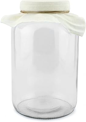 Pot kombucha en verre de 38 l avec couvercle en coton et plastique