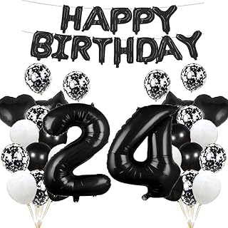 Ballons de 24e anniversaire décorations d'anniversaire 24e ballon noir 24e anniversaire numéro 24 ballons en aluminium mylar ballons en latex cadeau pour filles garçons femmes hommes. DIAYTAR COTE D'IVOIRE est une boutique en ligne généraliste qui propose une offre incroyable de plus de 300 000 références de produits. Les clients peuvent choisir parmi une LARGE sélection de produits, des plus basiques aux plus sophistiqués, et profiter d'un service client de haute qualité. DIAYTAR COTE D'IVOIRE est le leader du marché en Cote d'Ivoire et continue de se développer pour offrir à ses clients l'expérience d'achat en ligne la plus agréable possible.