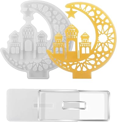 Moule en résine goodrun croissant et lune avec support en silicone, motif château