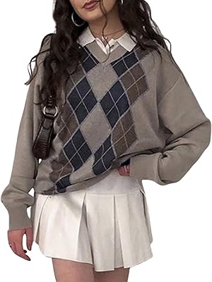Pull tricoté à manches longues pour femme pull tricoté classique de style anglais