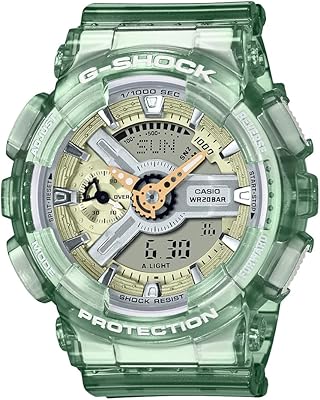 Montre analogique-numérique casio g-shock pour femme avec cadran doré et bracelet en résine