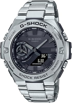 Montre analogique-numérique pour hommes g-shock g-steel solar power avec cadran noir et bracelet