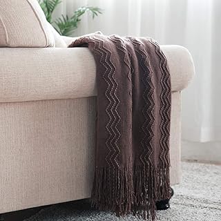 Couverture de canapé texturée et douce bourina, couverture décorative tricotée, marron 50\"x60\"
