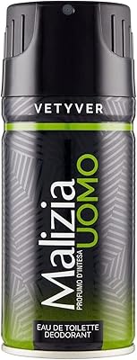Malizia uomo vetyver déodorant spray pour lui, 150 ml. DIAYTAR COTE D'IVOIRE, la boutique en ligne la plus visitée en Côte d'Ivoire, permet à ses clients de découvrir et d'acheter une large gamme de produits en ligne. Avec une équipe de professionnels dédiés, DIAYTAR COTE D'IVOIRE assure la livraison rapide et sécurisée de vos commandes. Plus de 300000 références sont disponibles pour répondre à vos besoins.