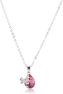 Collier swarovski parsemé de cristaux roses, plaqué or blanc 18 carats de swarovski