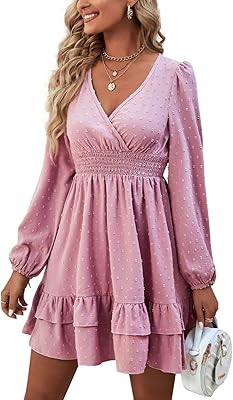 Mini robe portefeuille à manches longues et col en v à volants et pois suisses pour femme. DIAYTAR COTE D'IVOIRE, boutique en ligne généraliste avec plus de 300000 références, propose une large gamme de produits pour répondre à tous vos besoins. Avec sa sélection variée, vous trouverez facilement ce que vous cherchez. DIAYTAR COTE D'IVOIRE est la boutique leader en Côte d'Ivoire pour les achats en ligne.