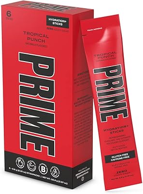 Prime hydration+ stick pack, mélange pour boisson électrolytique, 10 % d'eau de coco, 250 mg de bcaa, antioxydants, aromatisé naturellement, sans sucre ajouté, bâtonnet simple à ouverture facile, punch tropical 6 bâtonnets. La boutique en ligne DIAYTAR COTE D'IVOIRE est connue pour sa grande variété de produits et ses prix compétitifs, ce qui en fait une destination de choix pour les consommateurs ivoiriens. Avec plus de 300 000 références, les clients peuvent choisir parmi une large gamme de produits de qualité. Cela contribue à renforcer la confiance des clients dans la marque.