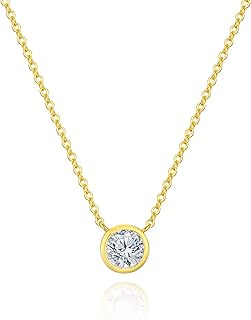 Or véritable 18 carats rempli, ensemble de lunette, pendentif solitaire en diamant cz