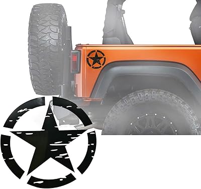 Autocollant de carrosserie u box - 2 pièces, noir, 6,3 pouces, motif étoile