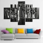 Art mural pour salon de coiffure en couleurs noir et blanc imprimé