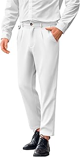 Pantalon habillé coupe classique pour hommes, devant plat, droit, longueur cheville, pantalon court